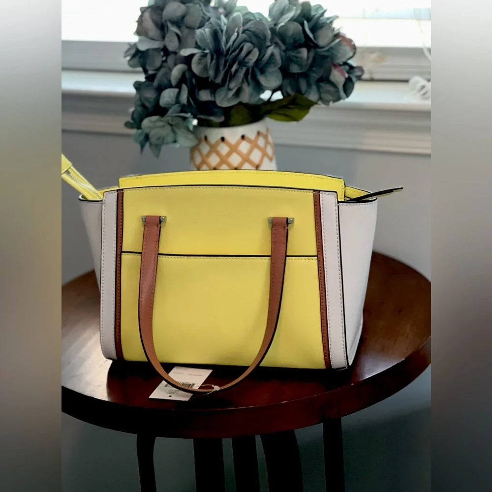 Kate Spade Yellow and White Satchel